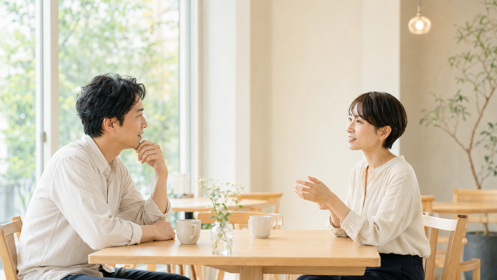 これからの結婚について穏やかに話す男女