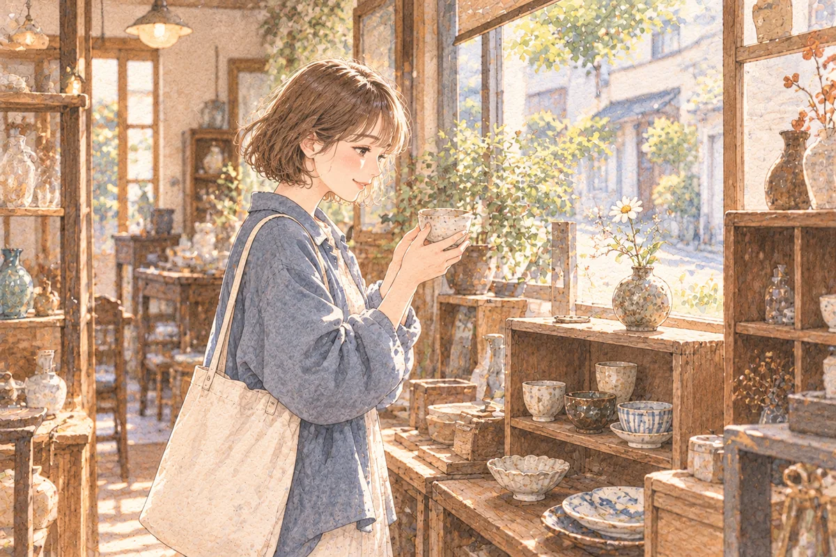 暮らしの中で、何か面白いものを探す一場面