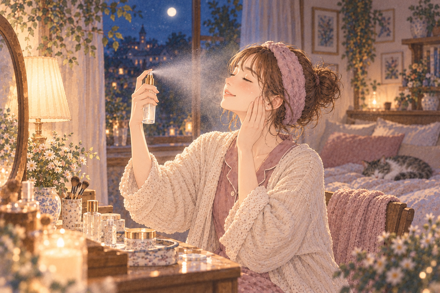 スキンケアの一場面